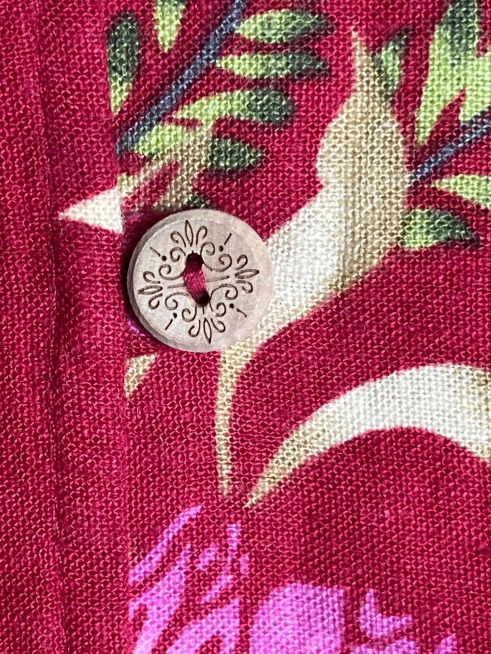 Red Floral Linen Blouse Vibrant Ivy Brand Button Tunic Sleeveless Comfort Wom XL - Picture 7 of 7